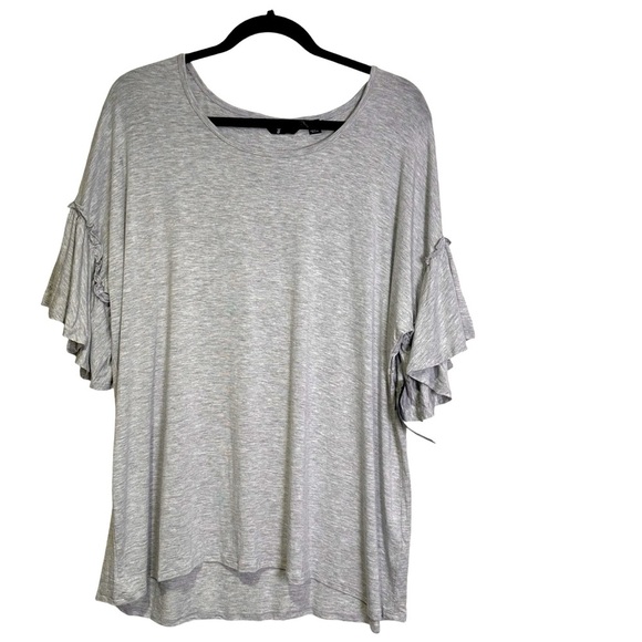 GNW Women’s L NWT Heather Gray Short Sleeve Knit Top - Picture 1 of 6